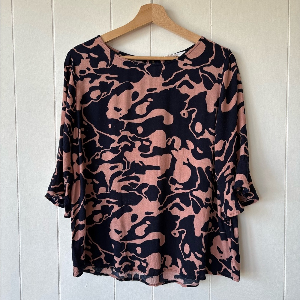 Zest Abstract Print Ruffle Sleeve Blouse | Size 14 - Picture 2 of 7